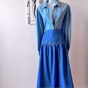 Vintage Calvin Klein Sport Denim Knee Length High Waist Skirt Size 14.